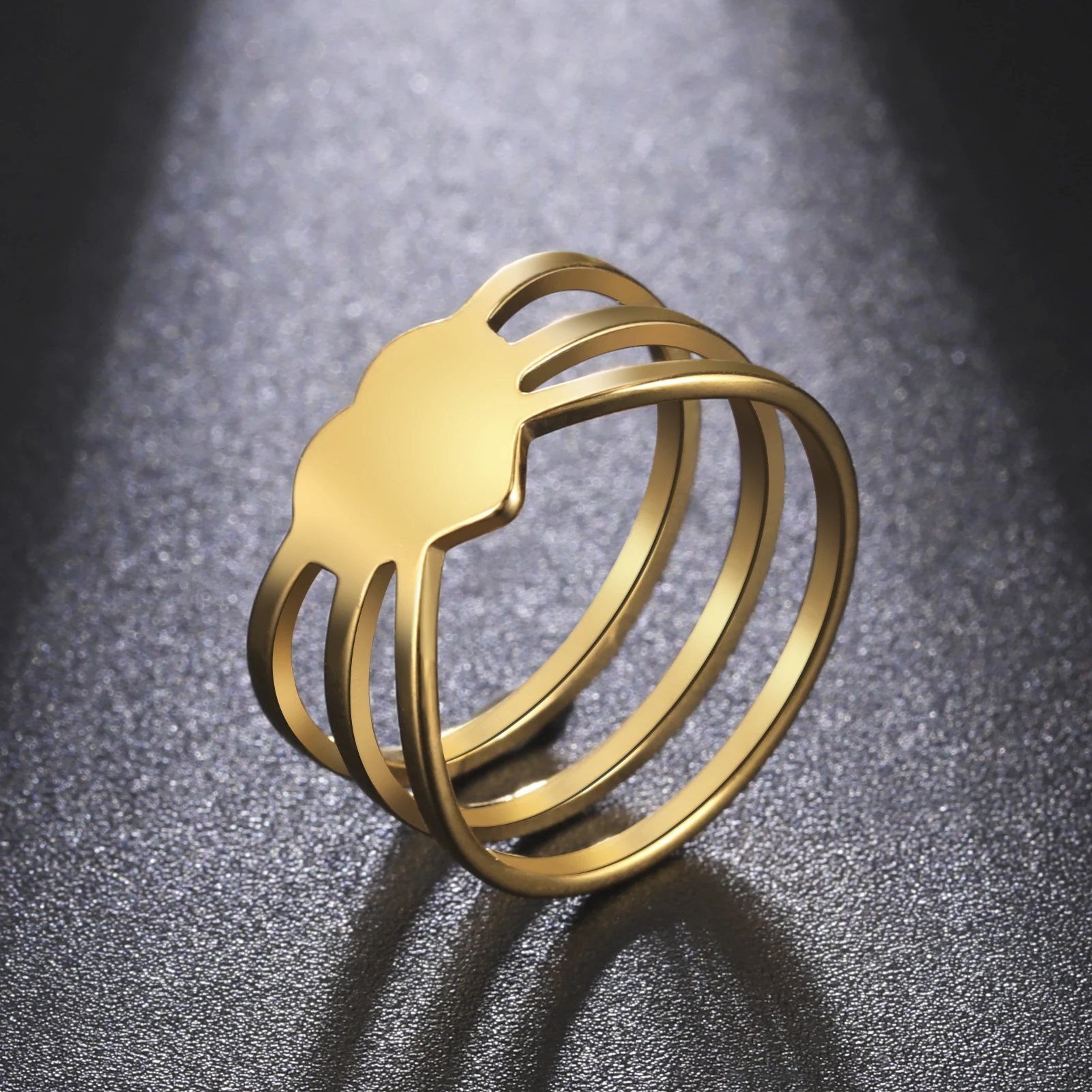 Кольца с геометрическими линиями в виде сердца Teamer из нержавеющей стали Золотого цвета, трендовые свадебные украшения 2023 года, подарок на День Святого Валентина для женщин Оптом