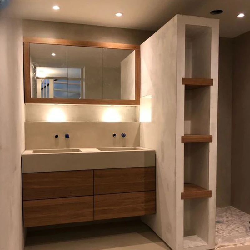 Комбинированный набор шкафов для ванной комнаты из массива дерева в дизайнерском стиле, каменная доска, светлая роскошная ванная комната, умывальник, умывальник для лица,