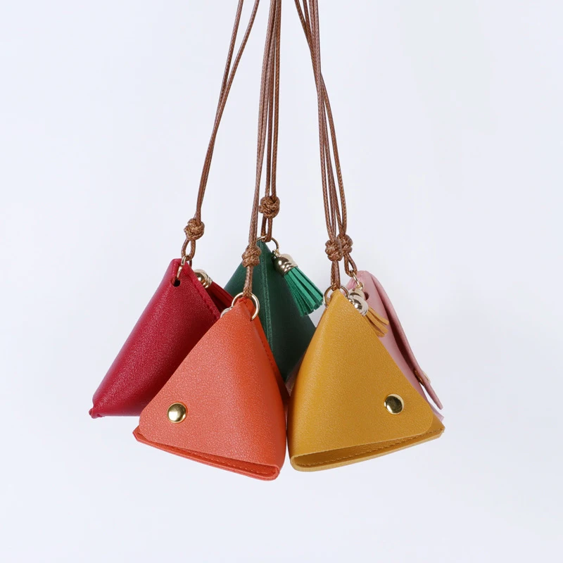 Креативный женский треугольный кошелек для монет из искусственной кожи в стиле ретро, сумка для хранения, модный кошелек для монет, сумки для ключей, треугольная портативная мини-сумка