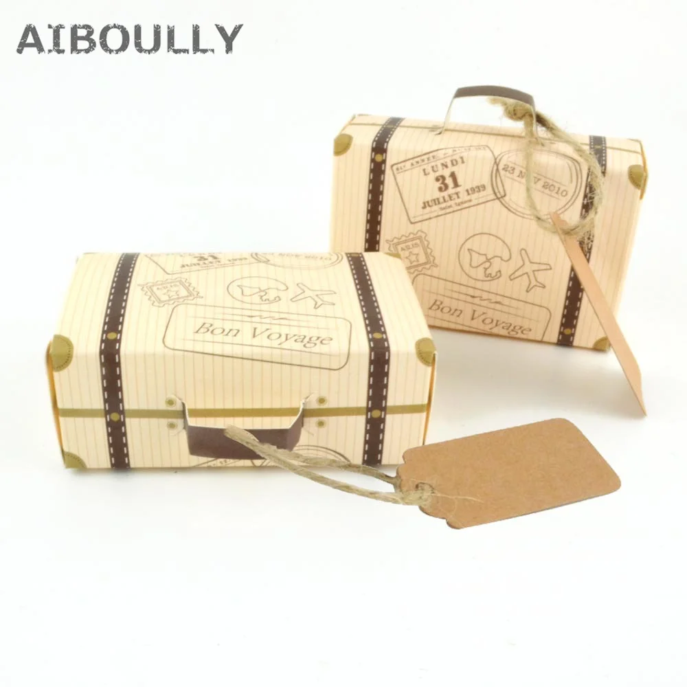 Креативный мини-чемодан, коробка конфет, подарочная коробка для конфет, коробка для упаковки карточек, сувениры на свадьбу, день рождения, с карточкой-биркой