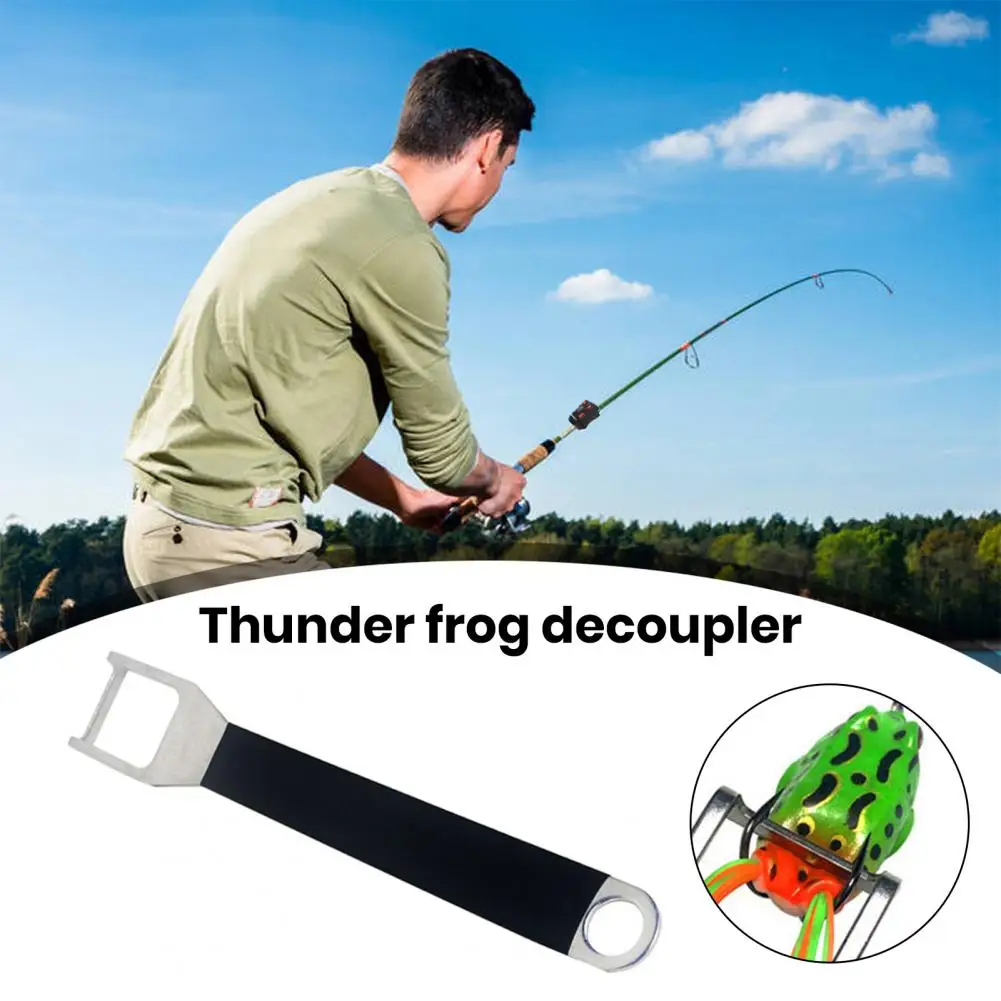 Крючок для снятия Thunder Frog с кольцом для подвешивания, защищающим от потери, Рыболовные снасти, прочный нескользящий инструмент для отцепления из нержавеющей стали, рыболовные снасти