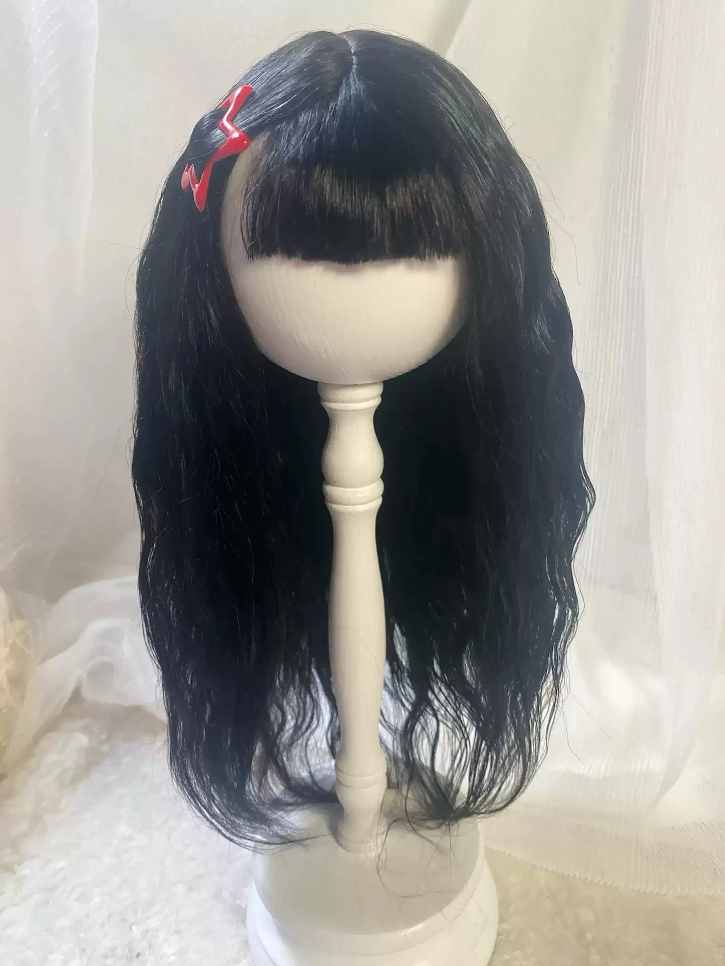 Кукольные парики для Blythe Qbaby из мохера, черные рулоны, 9-10-дюймовая головка.