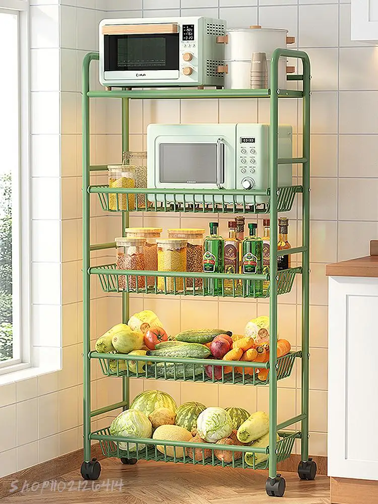 Кухонная полка от пола до потолка, многослойная тележка для овощей, Многофункциональная корзина для фруктов и овощей, место для хранения закусок