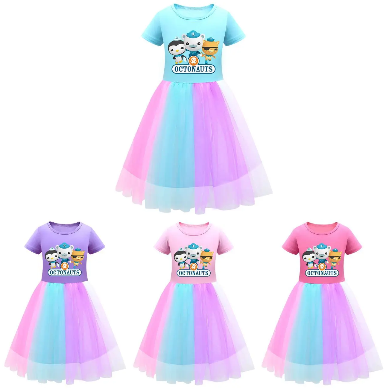 Летние платья Octonauts для детей на день рождения, модное хлопковое праздничное платье принцессы для маленьких девочек, свадебная одежда для малышей
