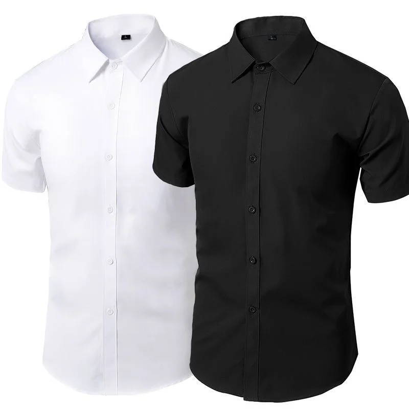 Летняя мужская рубашка на каждый день, повседневные женские рубашки с коротким рукавом и пуговицами, приталенная мужская социальная блузка 4XL 5XL