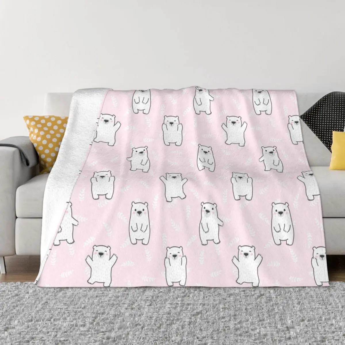Милое одеяло с рисунком мультяшного медведя, Флисовое розовое дышащее ультрамягкое покрывало для кровати, офисные постельные принадлежности