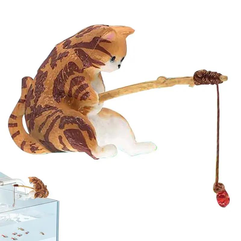 Миниатюрная модель животного для ловли кошек, Мини-статуэтка кошки, декор, Статуэтка кошки, Художественная скульптура из смолы, сделай САМ, Аквариумные фигурки кошек яркой формы