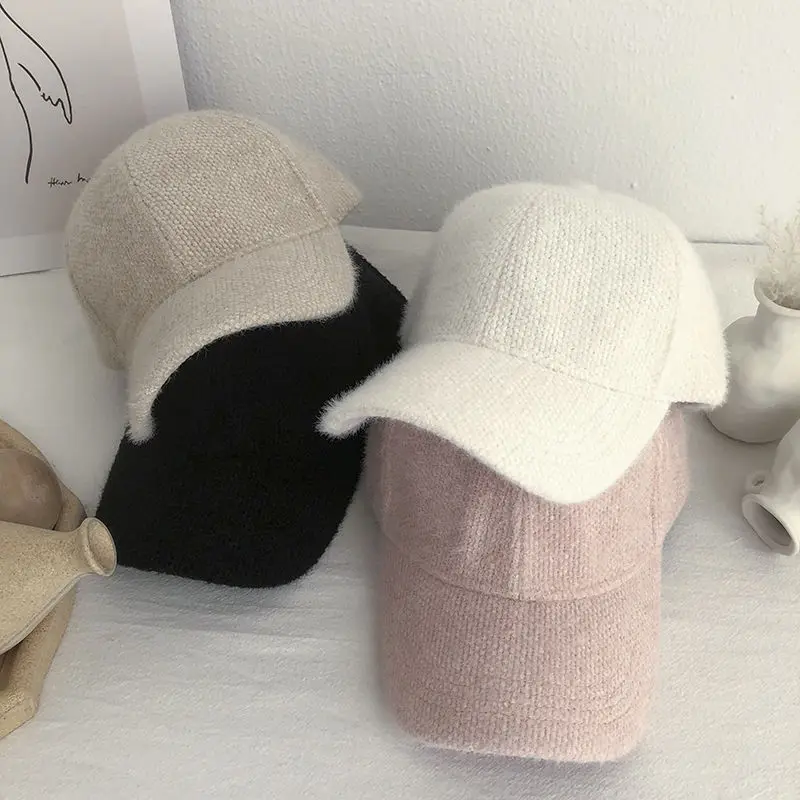 Модная бейсболка из искусственного меха енота, зимняя теплая кепка из искусственного меха кролика, шапка с козырьком для взрослых женщин