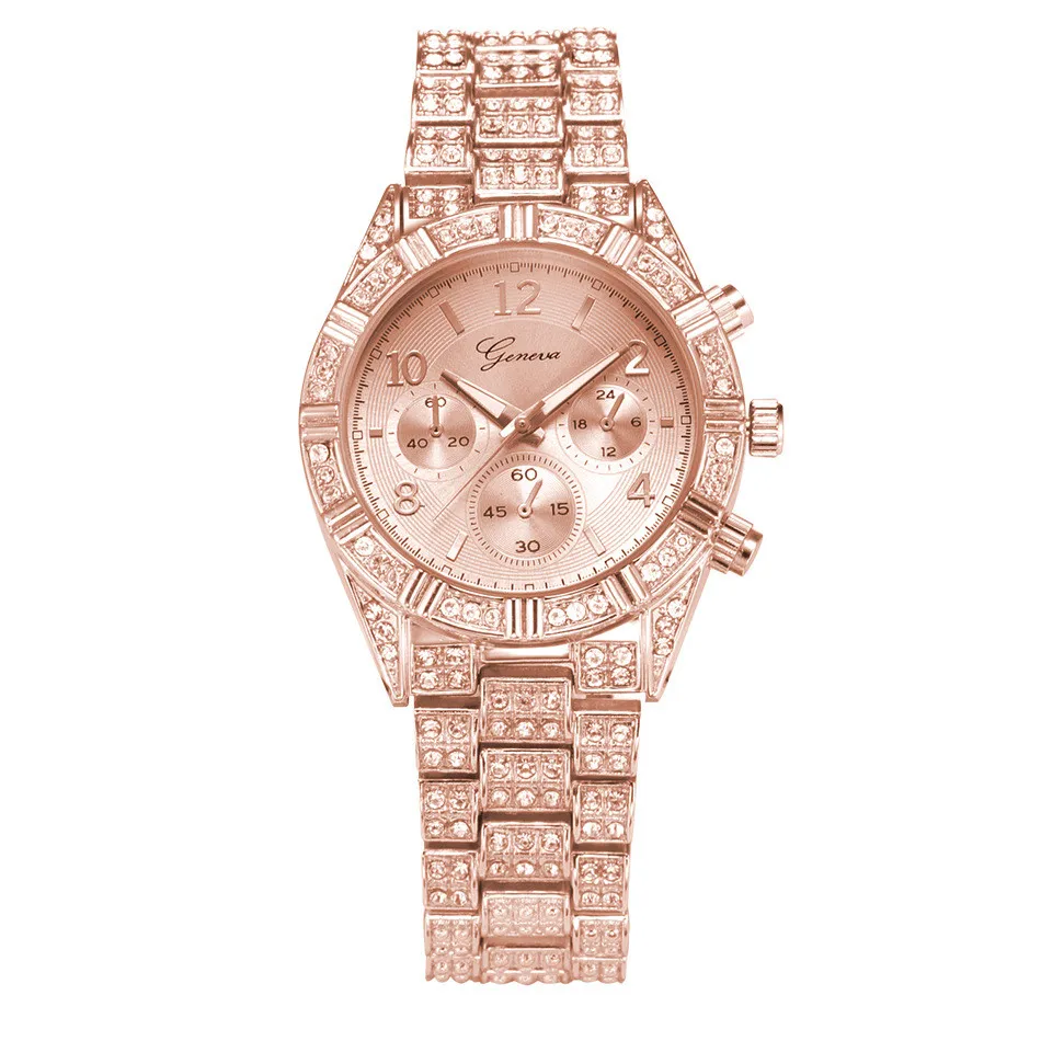 Модные Роскошные женские кварцевые аналоговые наручные часы с кристаллами из нержавеющей стали, женские наручные часы, женские модные часы