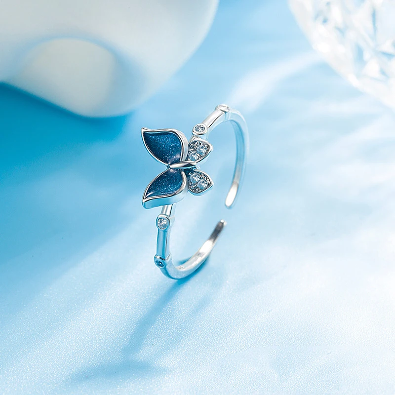 Модные кольца с бабочками из кристаллов и циркония для женщин, Блестящие стразы, Регулируемое кольцо для насекомых, Минималистичные Французские ювелирные подарки
