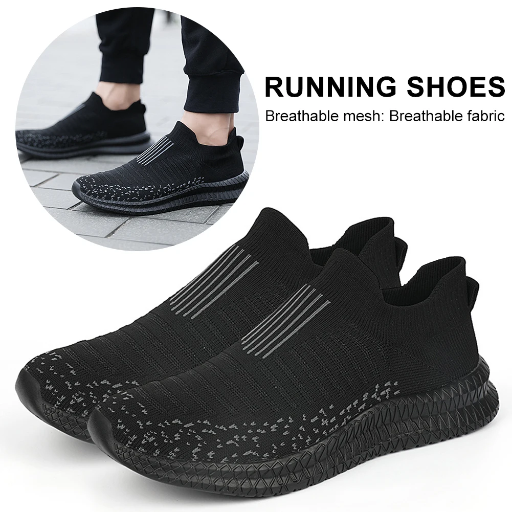 Мужская обувь для отдыха 38-46, дышащие сетчатые кроссовки для ходьбы, кроссовки для бега без застежки, Удобная легкая обувь для занятий фитнесом на открытом воздухе