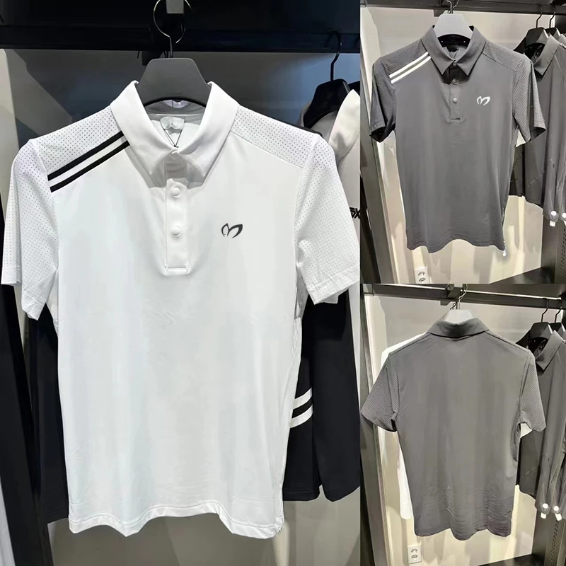 Мужская футболка для гольфа с короткими рукавами, летняя быстросохнущая дышащая износостойкая сетка, тонкая эластичная Спортивная одежда, уличное повседневное ПОЛО shir