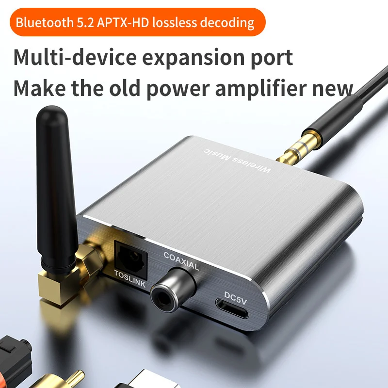 Музыкальный Приемник aptX-HD Bluetooth 5.2 Беспроводной Аудиоадаптер HIFI с 3,5 мм Aux Toslink/Коаксиальным Выходом Для Автомобиля Amplifer