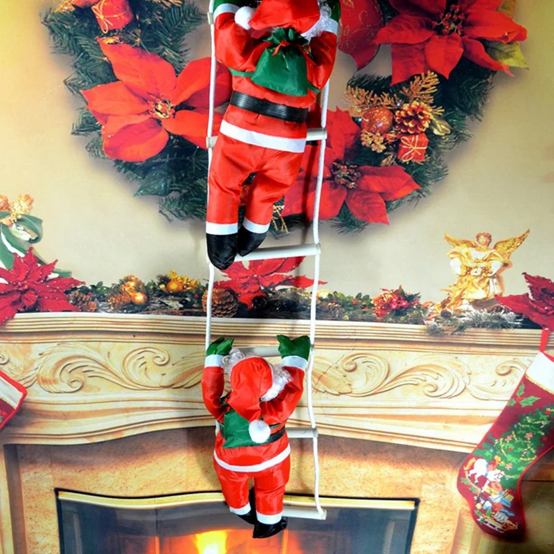Мягкая Кукла Санта-Клауса, Рождественский Санта-Клаус, взбирающийся по веревке, подвесной кулон