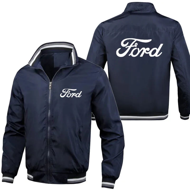 НОВАЯ мужская куртка в полоску, мужская одежда с логотипом автомобиля Ford, повседневная спортивная высококачественная мужская бейсбольная куртка на молнии, топ