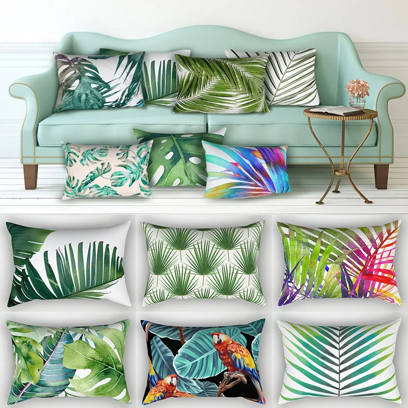 Наволочка из листьев тропической пальмы, наволочка 30x50 см, подушки для дивана, гостиной, прямоугольной наволочки Coussin Home Decor