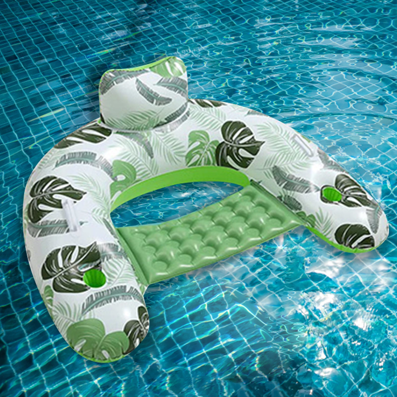 Надувное водное кресло-шезлонг Дизайн подстаканника ПВХ Водное кресло-качалка Складное с надувом для вечеринки на пляже у бассейна