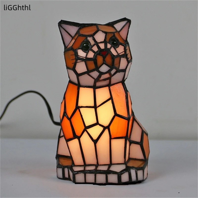 Настольные лампы Tiffany Современный светодиодный светильник с собачьим абажуром, креативный для домашнего прикроватного украшения