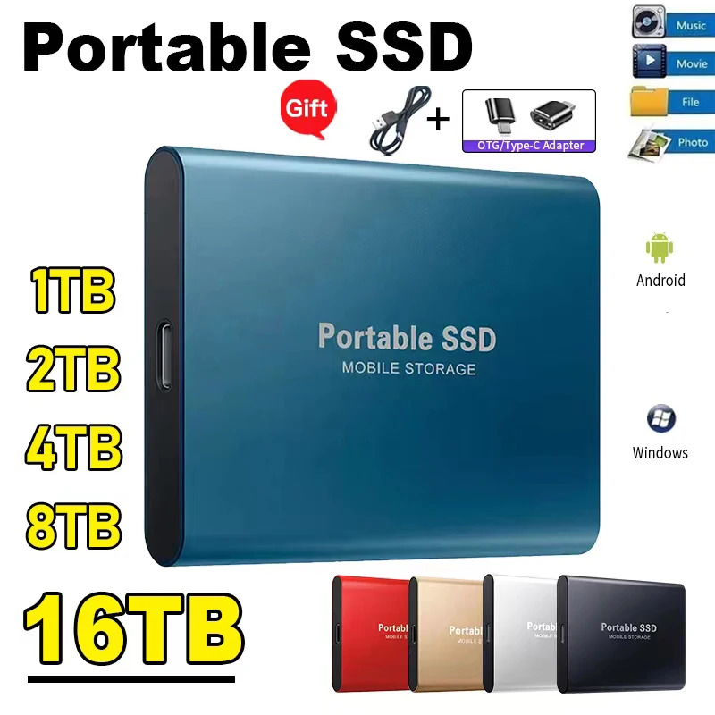 Недорогой Новый Высокоскоростной Внешний жесткий диск 500GB 1TB 2TB 4TB 8TB USB3.1 SSD 2,5-дюймовый Портативный SSD-накопитель 16TB Для ноутбука