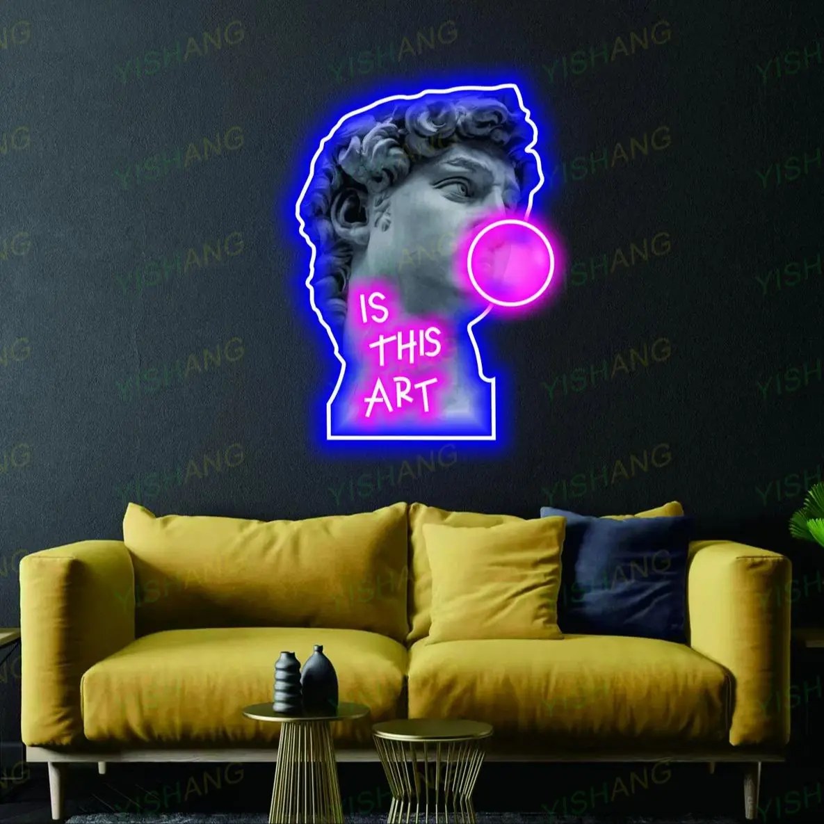 Неоновая вывеска This Is Not Art David Bubble Gum Осветите свое пространство неоновой лампой David Neon Light, вдохновленной искусством Микеланджело.