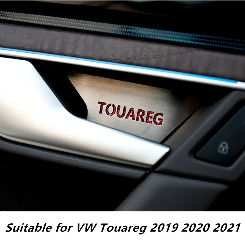 Нержавеющая сталь, 4 шт./лот, внутренняя дверная чаша, декоративные автомобильные наклейки с блестками для Volkswagen 2019 2020 2021 Аксессуары Touareg