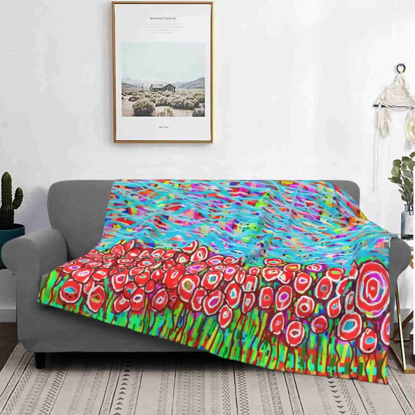Новейшее супер мягкое теплое Легкое тонкое одеяло Poppies Цвет Поп Абстрактный Аборигенный племенной Современный С рисунком, красочный