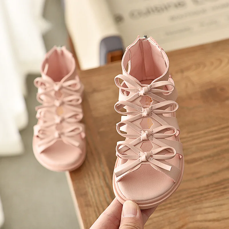 Новые детские римские сандалии, летние сандалии для девочек, модная обувь принцессы, детская пляжная обувь с мягкой подошвой A900