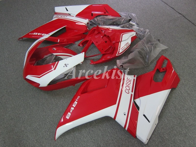 Новый комплект обтекателей ABS Подходит для Ducati 848 1098 1198 Evo 2007 2008 2009 2010 2011 2012 2013 2014 Кузов На Заказ Красный Белый