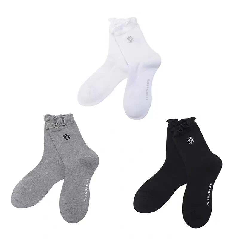 Носки для гольфа StANDREWS Женские 23 новых однотонных спортивных носка Удобные и дышащие хлопчатобумажные носки средней длины Модные носки для гольфа