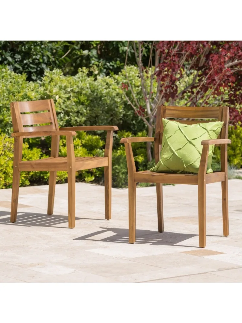 Обеденные стулья Stella Outdoor из дерева акации, комплект из 2-х, отделка тиковым деревом)