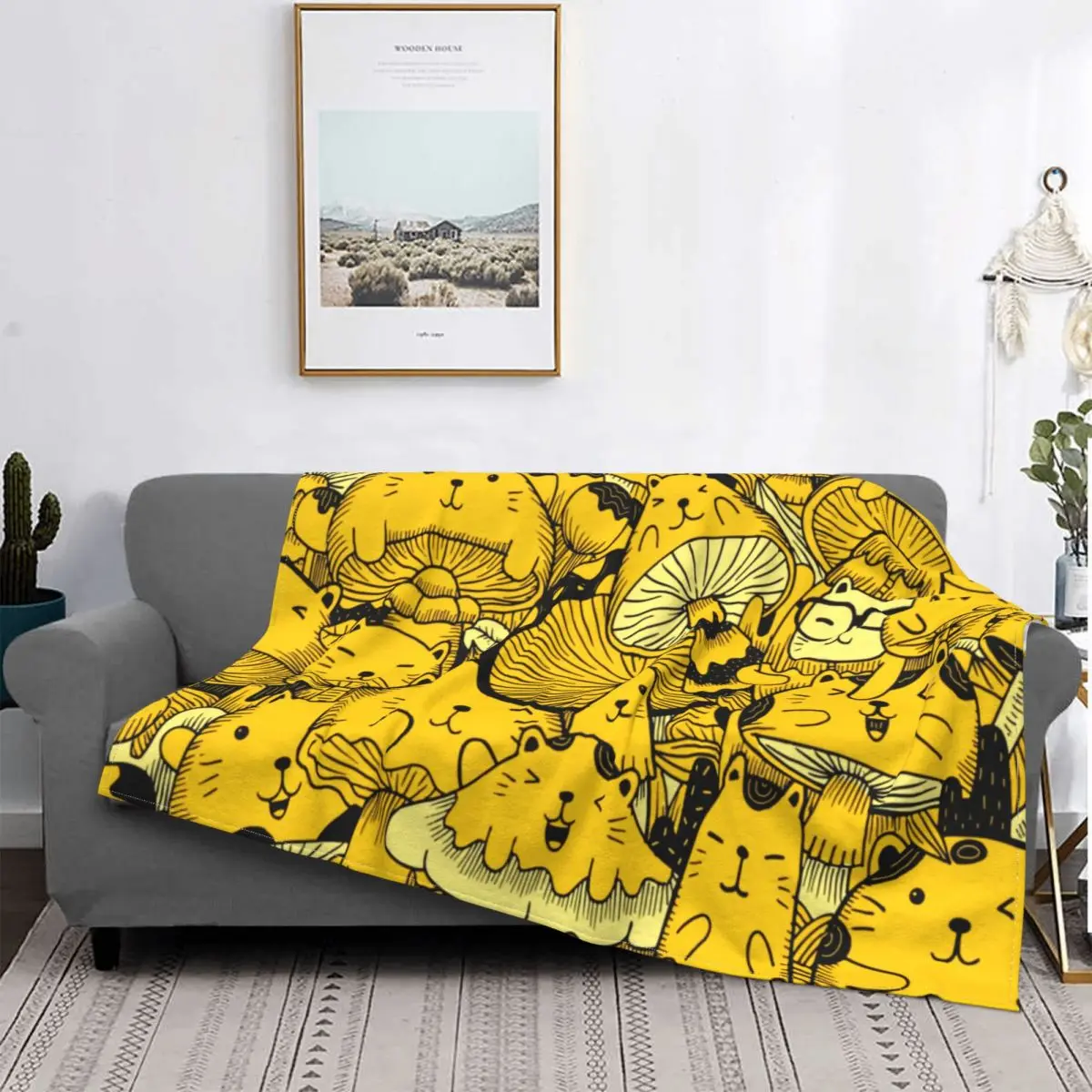 Одеяла для кошек и грибов, бархатное осенне-зимнее многофункциональное теплое одеяло для кровати, офисное плюшевое тонкое одеяло