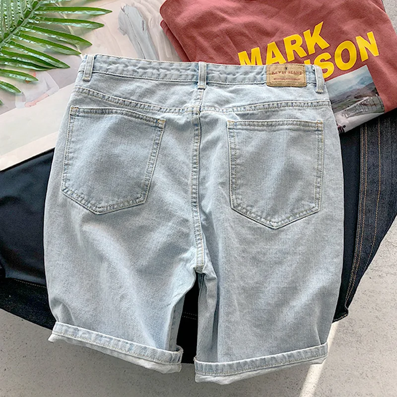 Оптовая продажа 2023 Модные джинсовые шорты с рваными дырками мужские свободные трендовые тонкие корейские брендовые летние легкие короткие джинсы beggar