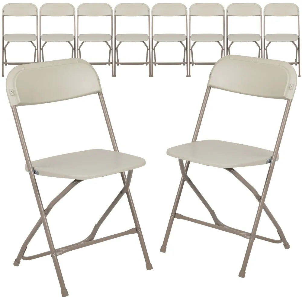 Пластиковый Складной стул Серии - Бежевый - 10 упаковок Грузоподъемностью 650 фунтов Удобное Кресло Для проведения мероприятий - Легкий Складной Стул