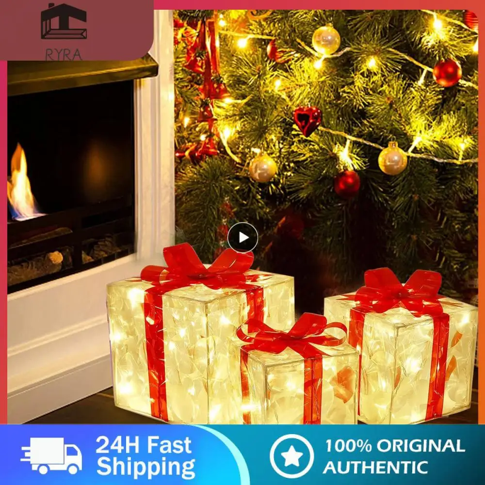 Подарочная коробка с рождественскими гирляндами, домашний декор для вечеринки, 100 светодиодных рождественских подарочных коробок со светодиодной подсветкой, Праздничные Новогодние Рождественские подарки