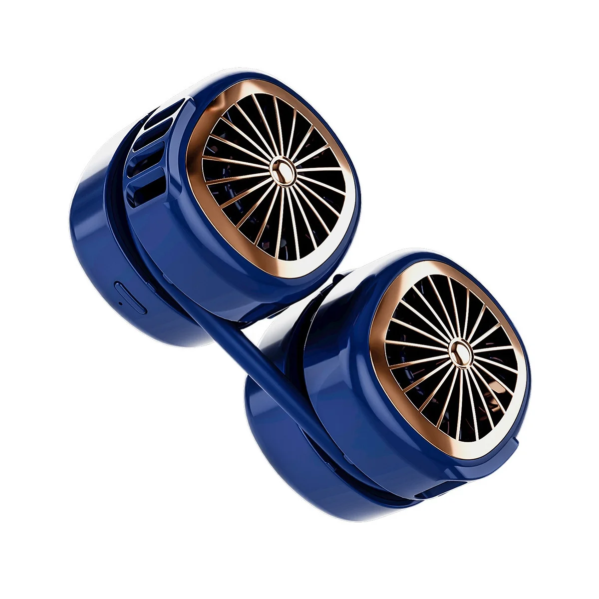 Подвесной Шейный вентилятор Складной Новый продукт Удобный Карман для хранения, Безлистный Портативный вентилятор для спорта на открытом воздухе, Немой Синий