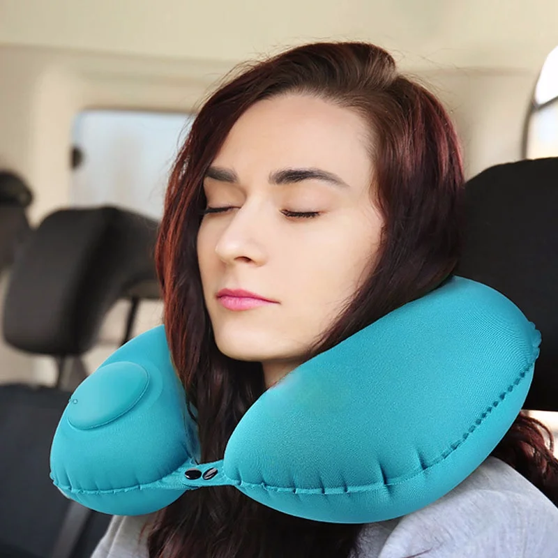 Подушки для путешествий, надувные сверхлегкие самолеты, портативная подушка для шеи U-образной формы, автоматическая надувная подушка для шейных позвонков