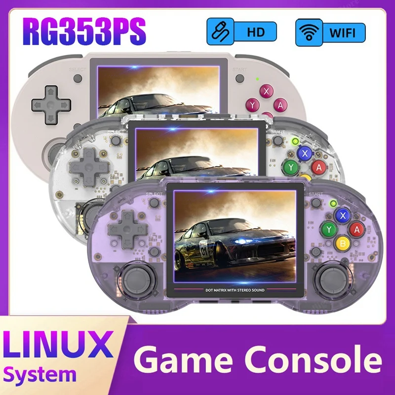 Портативная игровая консоль RG353PS с 3,5-дюймовым IPS-экраном, 64-битная система Linux, ретро-игровой плеер, совместимый с HDMI, 2,4 G / 5G WiFi (B)
