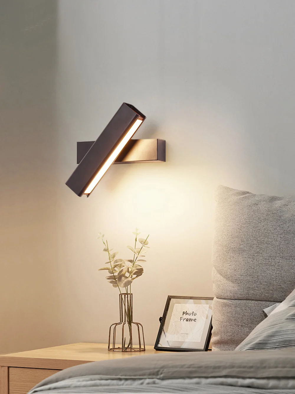 Прикроватный настенный светильник в скандинавском стиле, атмосфера спальни, простая современная светодиодная лампа, которая может вращаться, настенный светильник для гостиной, кабинета, коридора
