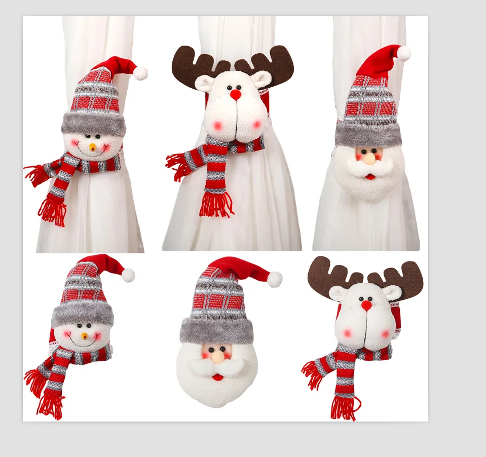 Рождественские украшения Занавески Дверные пряжки Мультяшный Санта Клаус Снеговик Кукла Лось Застежки С Рождеством Христовым Deocr для дома 2023