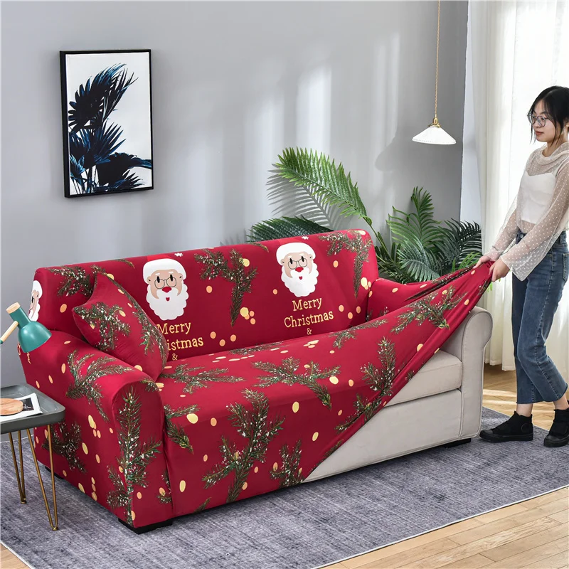 Рождественские чехлы для диванов на 1 2 3 4 места, эластичные чехлы для диванов для гостиной, эластичный чехол для дивана 