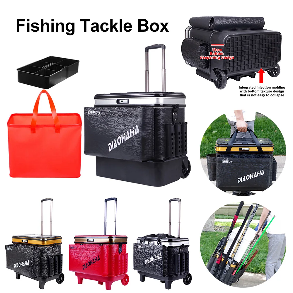 Роскошная рыболовная тележка, коробка для ловли карпа, коробка для крючков, рыболовная коробка большой емкости, портативная коробка для рыболовных снастей, снаряжение для ловли карпа