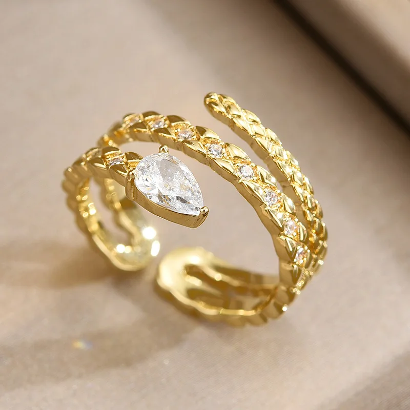 Роскошное модное кольцо SUYU French Персонализированное, как мужчины, так и женщины Могут носить кольцо с цирконом на пальце в виде змеи