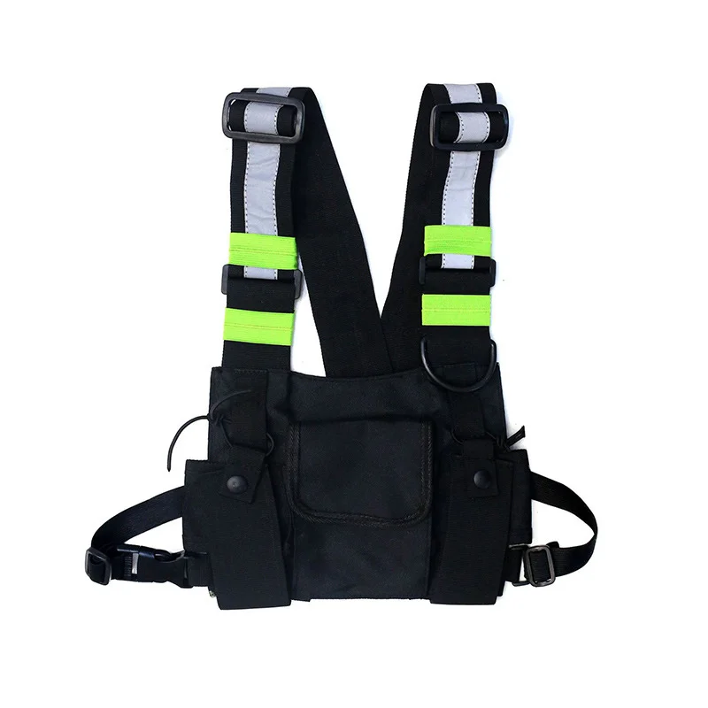 Светоотражающая сумка для бега, функциональная тактическая нагрудная сумка для мужчин, модный жилет в стиле хип-хоп, сумка для уличной одежды, поясная сумка, нагрудная сумка для снаряжения