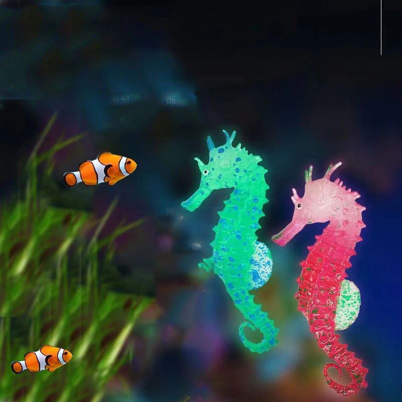 Силиконовый Искусственный Светящийся аквариум с рыбками в виде Гиппокампа, Украшение для аквариума, Украшение для подводного морского конька, Товары для домашних животных