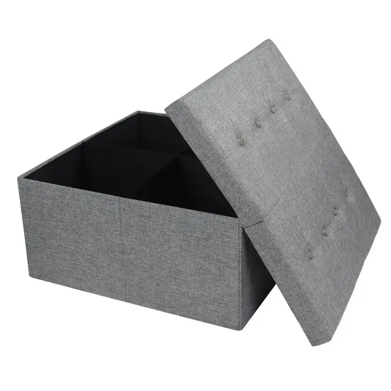 Складной пуфик для хранения с верхом из ткани Smart Lift, темно-серый