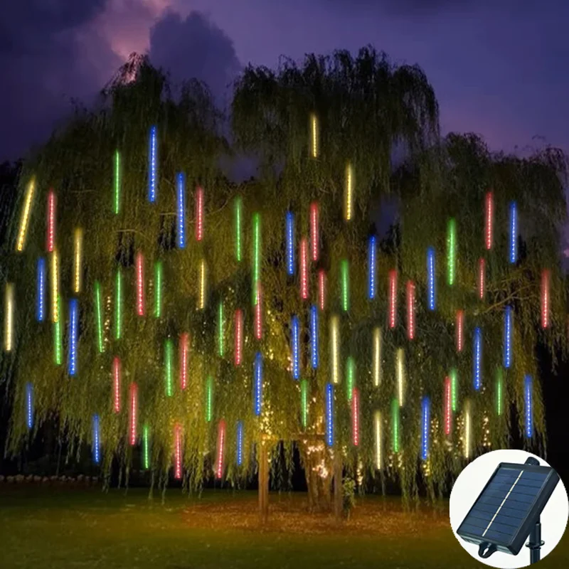 Солнечные светодиодные фонари для метеоритного дождя, 8 ламповых уличных гирлянд, красочные водонепроницаемые садовые фонари для праздничной свадьбы, декора Рождественской елки