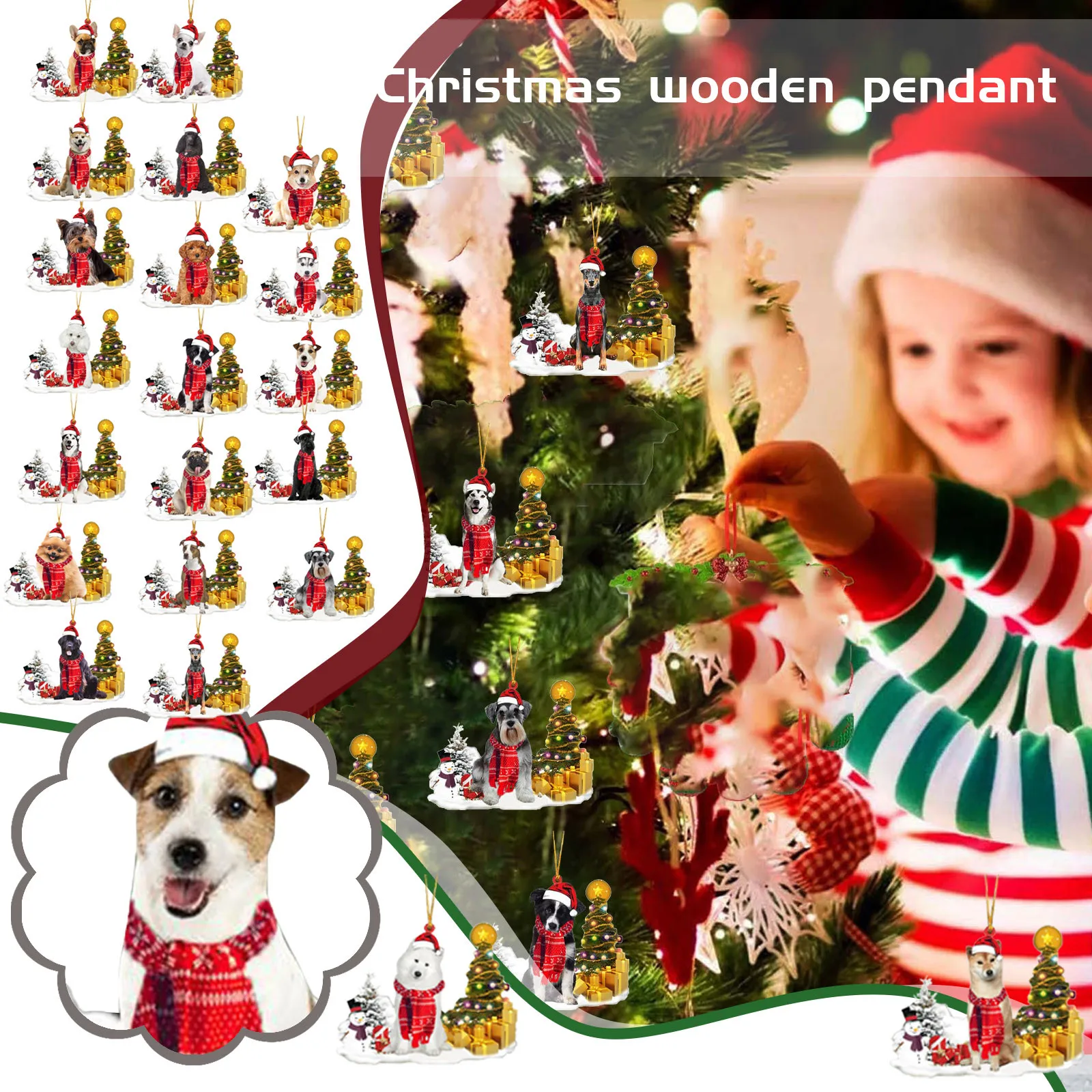 Список собак, Рождественские украшения, Подвески на Рождественскую елку, Подвесные украшения На Рождество, Новый год, День рождения, Детские подарки Decoración