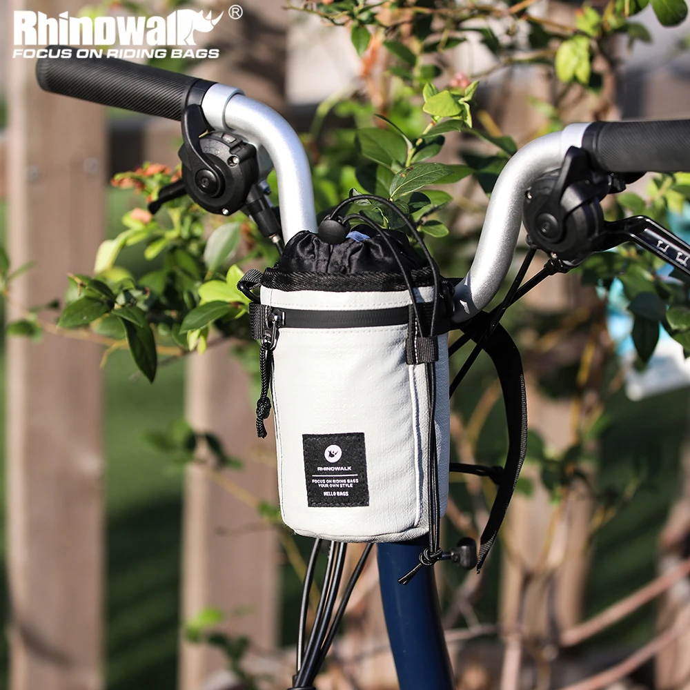 Сумка на руль велосипеда Rhinowalk, изолированная сумка для бутылки с водой объемом 1,6 л, велосипедная сумка с передней трубкой, сумка через плечо Morandi Color для поездок на работу