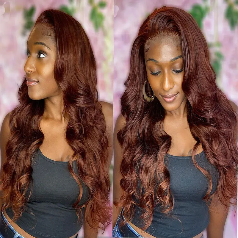Темно-коричневый парик из синтетических волос на кружеве, предварительно выщипанный, высококачественные парики из термостойкого волокна с объемной волной для женщин, бесплатная доставка