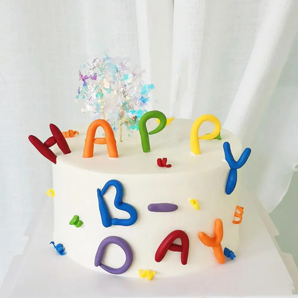 Топпер для торта с надписью, украшение для торта на День рождения, Красочный Набор топперов для торта на День рождения, 10 шт., мягкие резиновые украшения для детей.